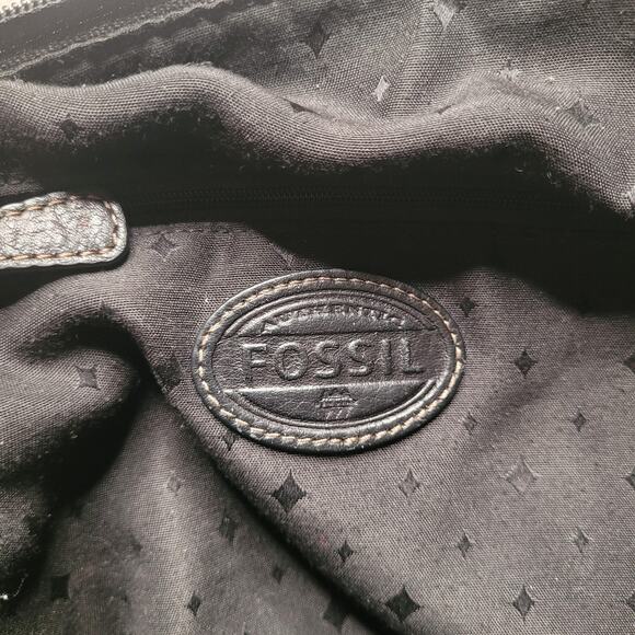 Fossil Crossbody Bag Womens Black Pebbled Leather Zip Pockets Shoulder Boho - Picture 5 of 8